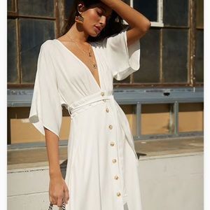 Forever 21 Plunging Button-Front Knee Length Dress